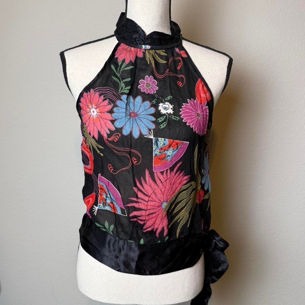 Y2K Angie sheer halter neck with beaded details Size medium